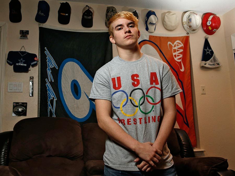 Mack Beggs, state wrestling champion and 17-year-old transgender student from Euless Trinity, at his home in Hurst, Texas on February 28, 2017.