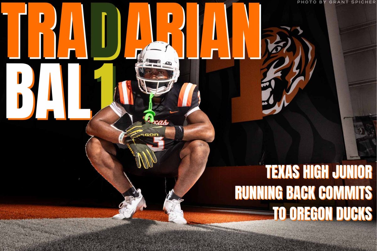 Tadarian Ball commits as a running back to the University of Orgeon Ducks on a football scholarship