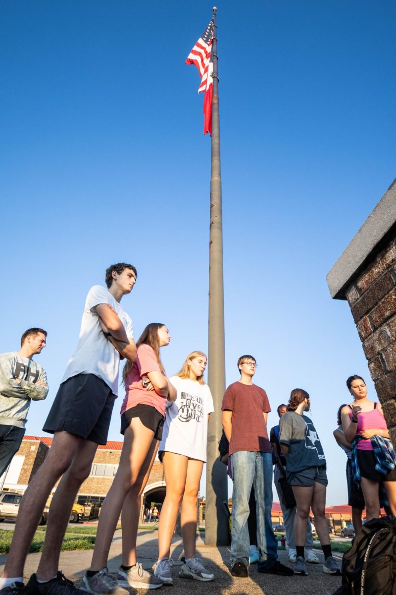 Students outside Texas High at the flagpole to pray at the annual 2023 See You at the Pole event. This year's event will happen on Thursday, Sept. 26. 