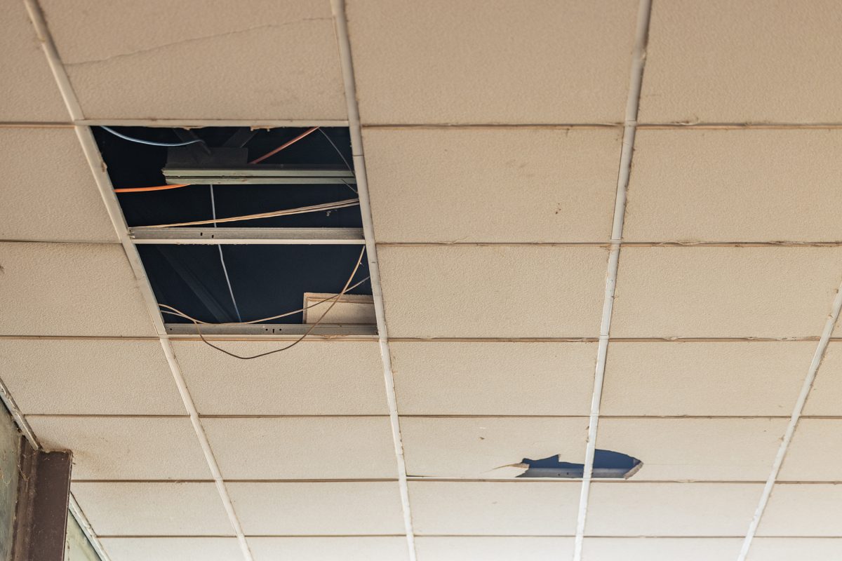 Missing and broken ceiling tiles remain a common site across the halls of Texas High School. Maintenance often takes time to replace them behind the scenes for a multitude of reasons. 